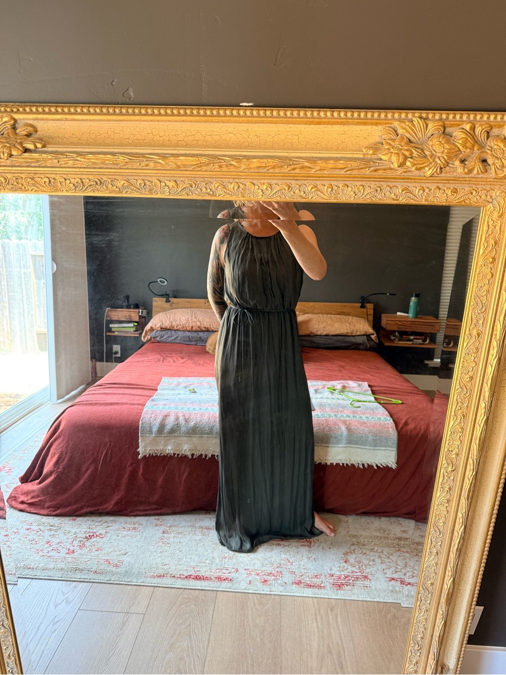 Zara Olive Green Sleeveless Pleated Maxi Dress